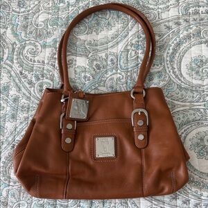 Tignanello Tan Leather Shoulder Bag